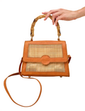 Aunstuff Bamboo Handle Handbag, Tan Leather