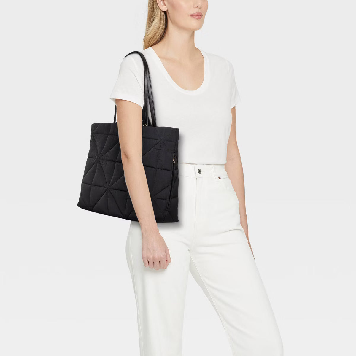 Aunstuff Quilted Puffer Tote Bag with Dual Handles